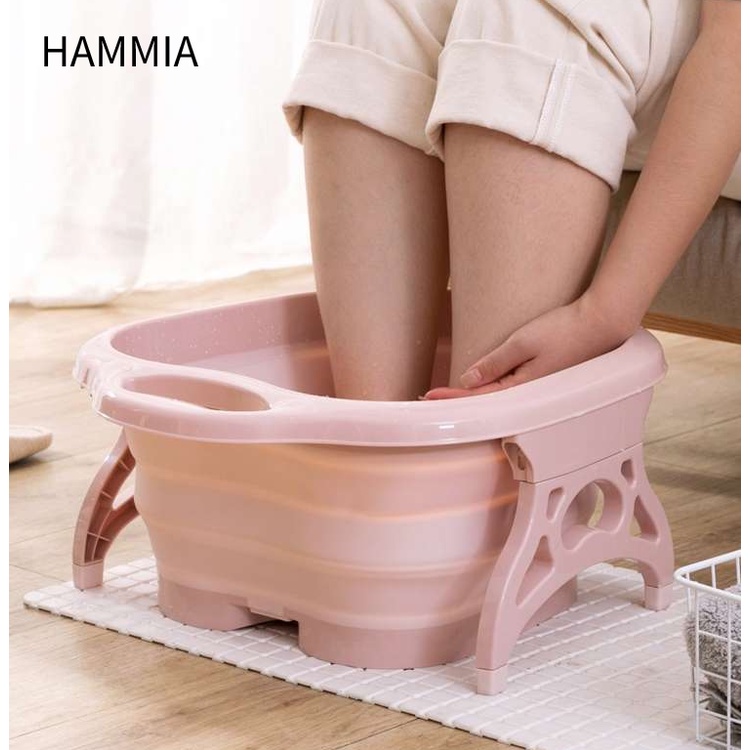 HAMMIA อ่างแช่เท้า ลุ่มน้ำพับ ถังนวดสปาแบบพกพาแบบพับได้สำหรับบรรเทาอาการปวดเมื่อย
