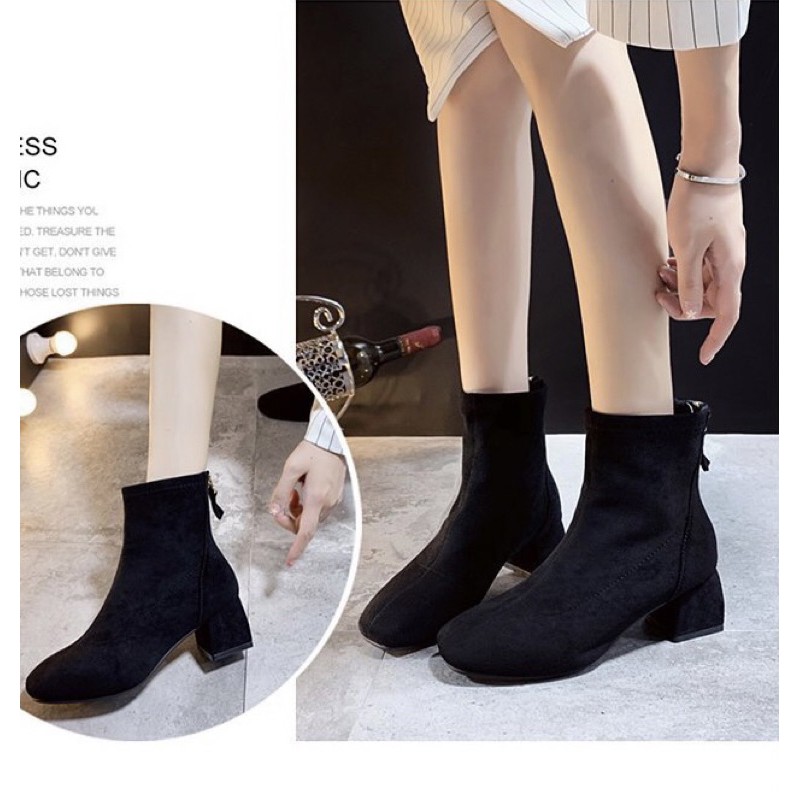Chole G :A88 Short Suede Boots รองเท้าบูท บูทหุ้มข้อกำมะหยี่ บูทเกาหลี(SH0057)