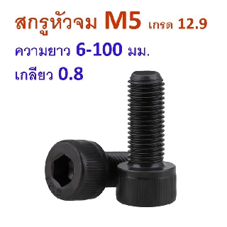 สกรูหัวจม M5 เกลียว 0.8 ความยาว 6-120 มม. น็อตหัวจม น็อตหกเหลี่ยม