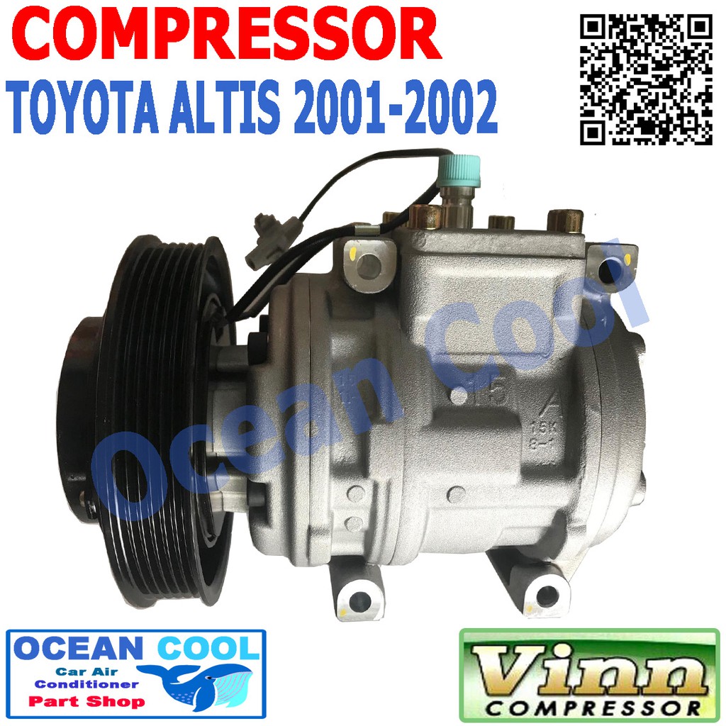 คอมเพรสเซอร์ โตโยต้า อัลติส 2001 2002 10PA15L คอมแอร์รถยนต์ คอมแอร์ คอมเพลสเซอร์  compressor Toyota Altis  COM0047