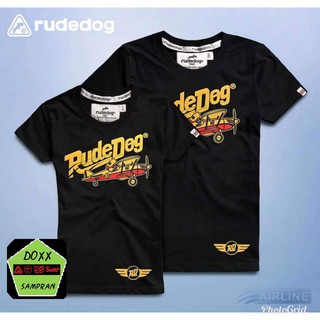 rudedog เสื้อคอกลม  ชาย หญิง  รุ่น Airline สีดำ