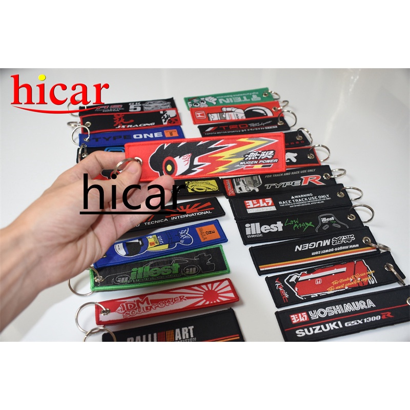 #Momo mugen SPOON พวงกุญแจ จี้ป้ายแท็ก JDM สําหรับรถจักรยานยนต์ รถดัดแปลงรูปแบบผ้าปักพวงกุญแจแขวนพวง