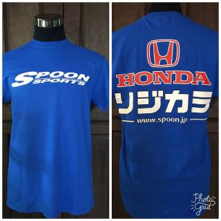 ใหม่เสื้อยืดลําลองสําหรับผู้ชายแขนสั้นคอกลมพิมพ์ลาย honda spoon sport car racing gildan ultra royal เหมาะกับการเล่นกีฬา