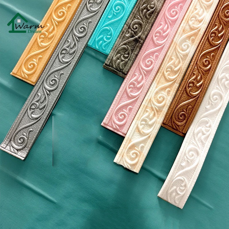 [2 สไตล์] 2.3 ม. ขอบบัว 3D wallpaper ผนังบัววอลล์เปเปอร์ชายแดน Self-Adhesive สติ๊กเกอร์ติดผนังผนัง Trim Line โฟมกันน้ำขอบผนังแถบขอบวอลล์เปเปอร์ที่มีความยืดหยุ่นปั้นเพดานเส้นขอบ