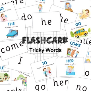 Flash card  คำศัพท์ที่อยู่นอกเหนือหลักการผสมเสียงทั่วไป 1 (Tricky words 1) จำนวน 41 ใบ ขนาด A5 kp 079