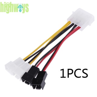 ❤highways❤1pcs 4-Pin Molex to 3-Pin fan Power Cable Adapter Connector 12v*2 / 5v*2