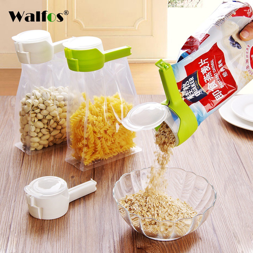 WALFOS คลิปหนีบปากถุง แบบมีฝา ช่วยรักษาความสดใหม่ให้อาหารซีล คลิปถุงอาหาร
