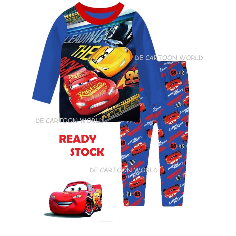 DISNEY CARTOON CARS LIGHTING MCQUEEN LONG SLEEVE PANT BOY COTTON PYJAMAS/BAJU TIDUR PAJAMAS LELAKI