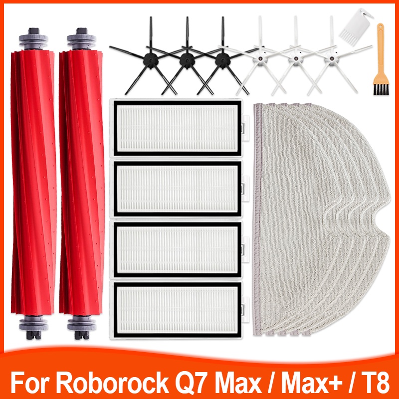 Roborock Q7 Max Q7 Max+ T8 อุปกรณ์เสริมแปรงหลักแปรงด้านข้าง Hepa Filter Mop Rags อะไหล่