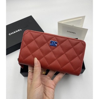 Newww/kept unused chanel zippy medium red wallet HL25