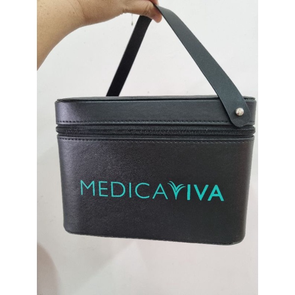 [ส่งฟรี] กระเป๋าเครื่องสำอาง แบรนด์ Medica Viva มีกระจก ผลิตจากประเทศเกาหลี ของใหม่
