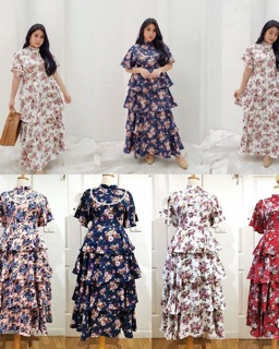 เสื้อผ้าคนอ้วน Maxi Dress  แม็กซี่เดรสระบายทรงสวยน่ารักมาก ๆ