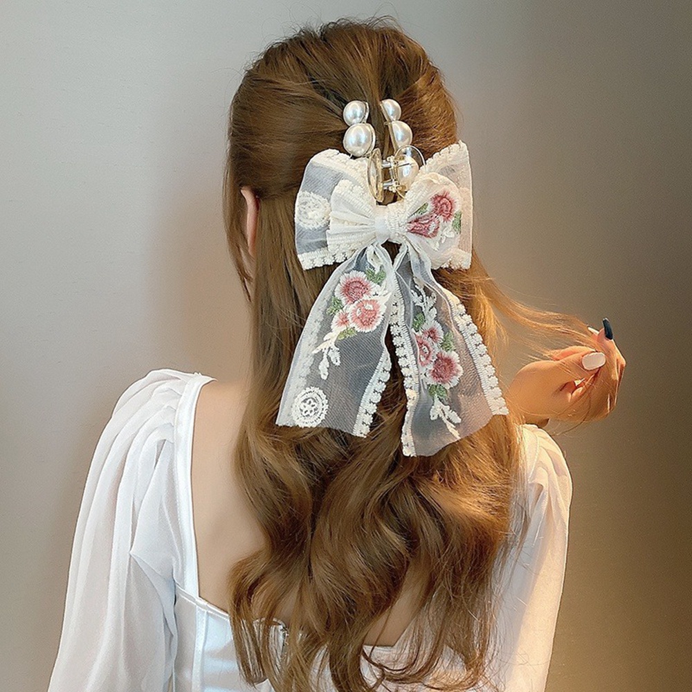 【COD Tangding】กิ๊บติดผม ประดับโบว์ แต่งลูกไม้ ลายดอกไม้ ผีเสื้อ ขนาดใหญ่ เครื่องประดับ สําหรับผู้หญิง