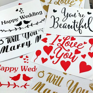 Happy Wedding Balloon Stickers I LOVE YOU / Will you marry me Transparent Bobo Bubble Balloons Sticker