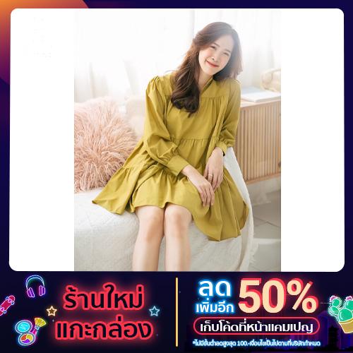 Marinda / Olive Green Dress เดรสสั้นสีเขียวมะกอก Free Size