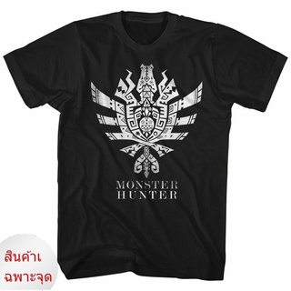 tshirtเสื้อยืดคอกลมฤดูร้อนเสื้อยืดผ้าฝ้าย พิมพ์ลาย Monster Hunter 4 Ultimate Symbol สีดํา สําหรับผู้ใหญ่ OKalbm18DBbejl5