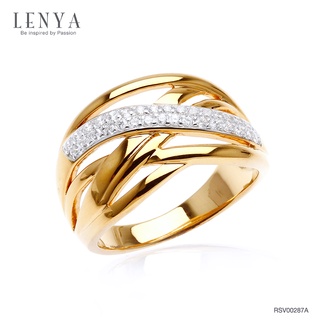 Lenya Jewelry แหวน คิวบิกเซอร์โคเนีย (Cubic Zirconia) ตัวเรือนเงินแท้ 925 ชุบทองคำแท้ เสริมบุคลิกเพิ่มความมั่นใจ