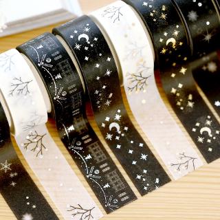 1 PC Gilding Washi Tape White&amp;Black Series Art Journal Decoration Bronzing Scrapbooking Masking Tape Wedding/birthday/journal