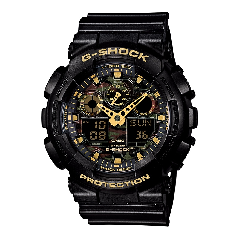 Casio G-SHOCK พลางจอแสดงผลกีฬาคู่กันน้ำของผู้ชายนาฬิกา GA-100CF ซีรีส์