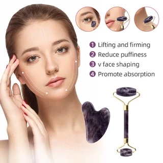 🍇หินกัวซาแท้ อเมทิสต์ (Amethyst) หินนวดหน้า ที่นวดหน้าเรียว ที่ลดเหนียง ลดหน้าบวม ช่วยให้ใบหน้าดูสดใส ดูแลผิวหน้า