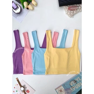 พร้อมส่ง 12สี!! เสื้อครอปคอเหลี่ยม เสื้อกล้ามครอป ผ้าหนา2ชั้นสายปาร์ตี้ควรมีเก็บไว้สักตัวสองตัวนะคะ😻