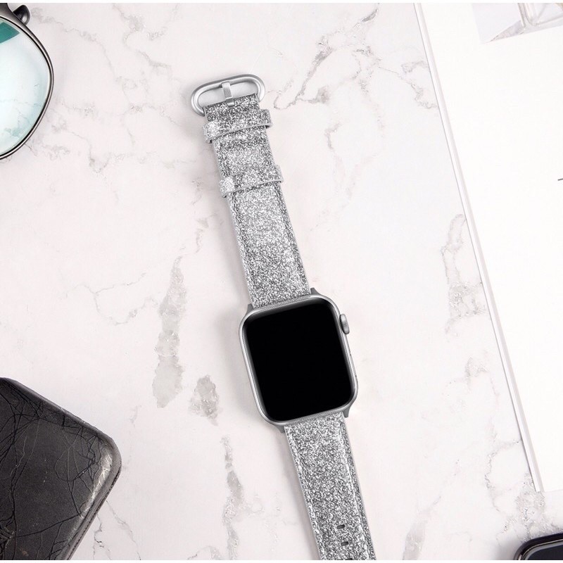 พร้อมส่ง-พรี💓สายนาฬิกา Apple Watch glitter สายหนัง กากเพชร วิ้งๆสวยมาก