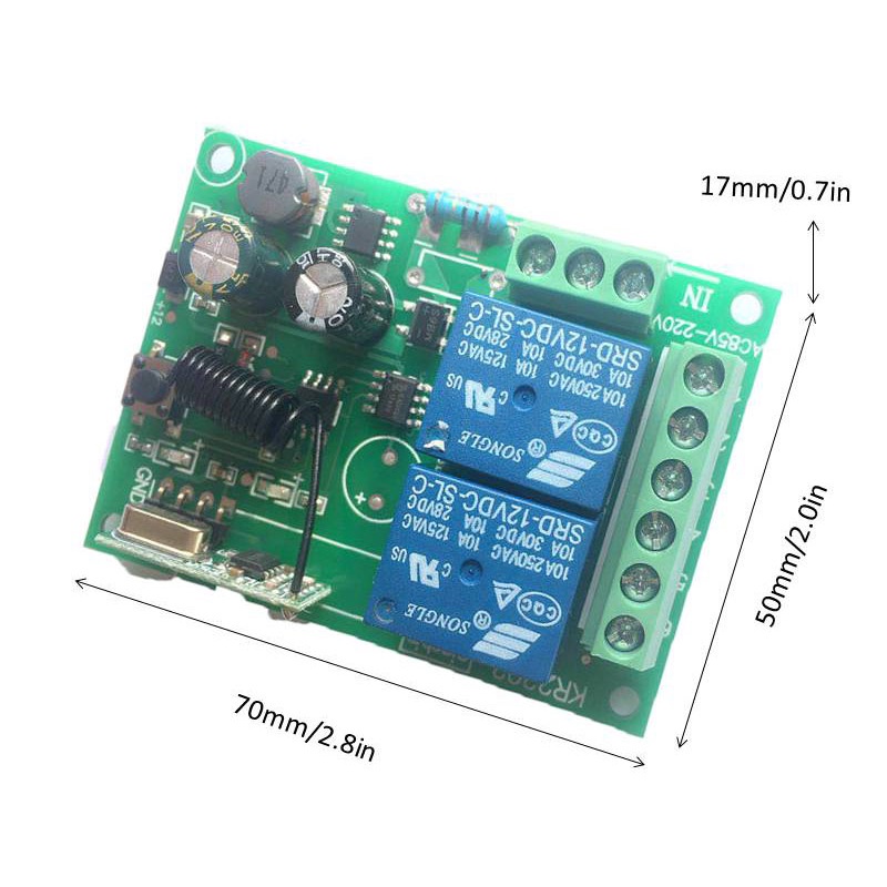 รีโมตคอนโทรล 433 MHz AC 110V 220V 10A 2CH rf รีเลย์รับ และส่งสัญญาณ สําหรับประตูโรงรถ - รูปที่ 6