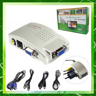 High Resolution ตัวแปลงสัญญาน Box AV TO VGA Converter AV เหลือง/ Svideo To VGA