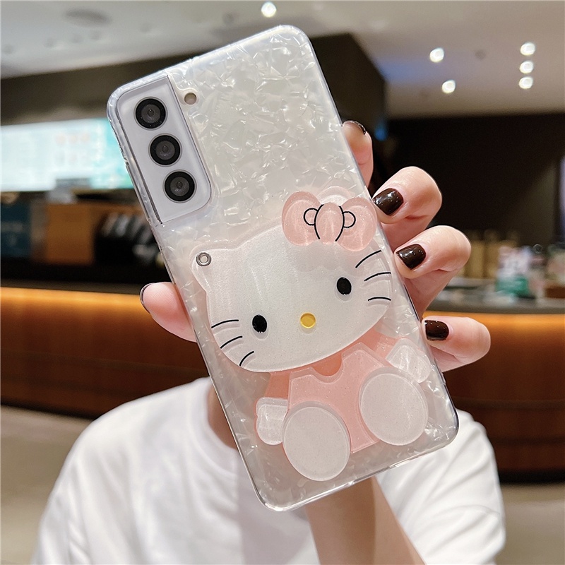 SAMSUNG สําหรับSamsung Galaxy S26 Ultra S26 S25 FE S25 + S24 S24 + S23 + S22 + S21 เคสโทรศัพท์แฟชั่นใหม่เงาShellกับ Kittyแต่งหน้ากระจกปลอกSamsungS26Ultra GalaxyS26 + กรณีนุ่ม ราคา ถูกที่สุด ดีลบีเคเค แกลเลอรีภาพที่ 2