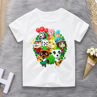 เสื้อยืดโอเวอร์ไซส์Animal Crossing เสื้อยืดแฟชั่นฤดูร้อนบุรุษการ์ตูนพิมพ์ผ้าฝ้ายเสื้อยืดสีขาว 1S-3XL