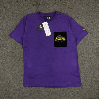 ใหม่เสื้อยืดเสื้อยืดพิมพ์ลายโลโก้ ERA X LAKERS สีม่วง