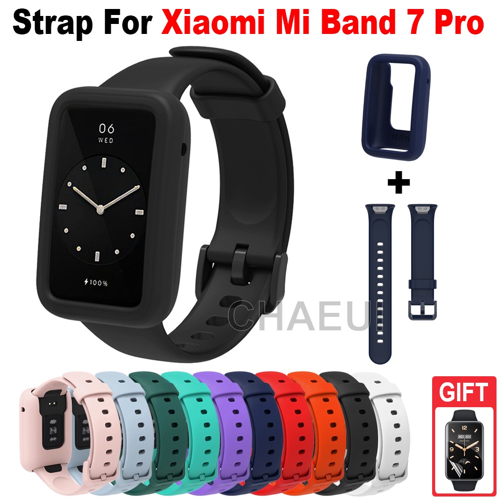 สายนาฬิกาข้อมือซิลิโคน พร้อมเคสป้องกัน สําหรับ Xiaomi Mi Band 7 Pro
