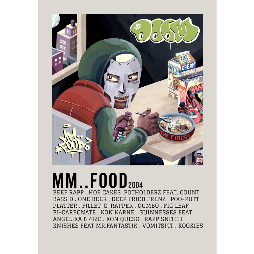 โปสเตอร์ปก อัลบั้ม MM..อาหารโดยอาหาร ​MF DOOM และ MF Doom สําหรับช่างตัดผมห้อง/ผนัง