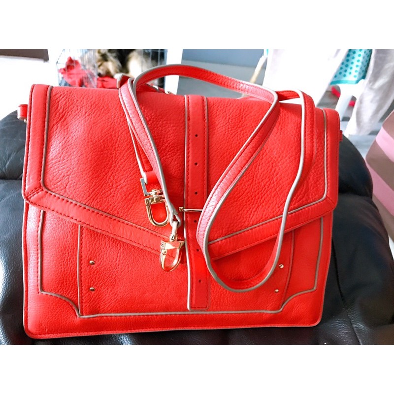 TORY BURCH Cross Body Bag กระเป๋าหนังแท้ TORY BURCH ของแท้จากอเมริกา หนังแท้ Pebbled Leather สี Popp