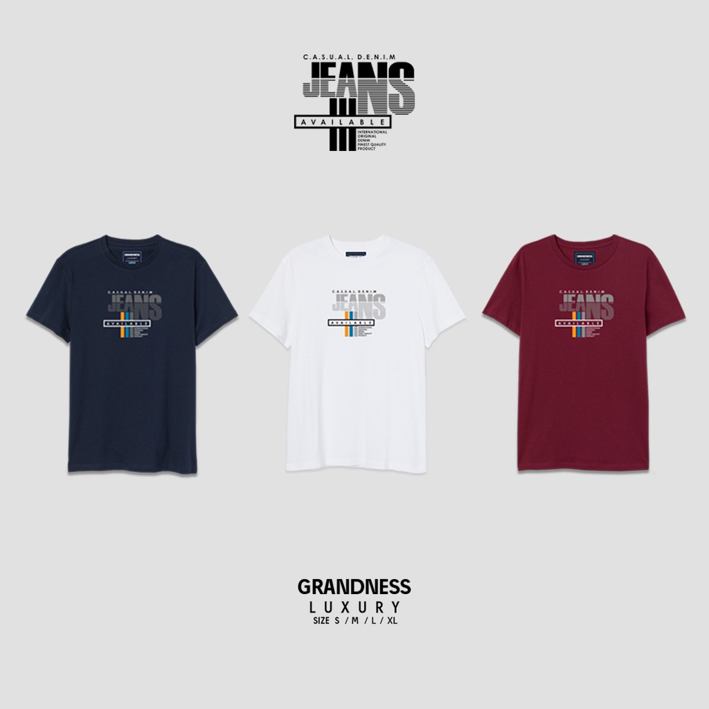 Grandness เสื้อยืด Luxury ลายกราฟิก รุ่น LX551-553 (กรม/ขาว/เลือดหมู)