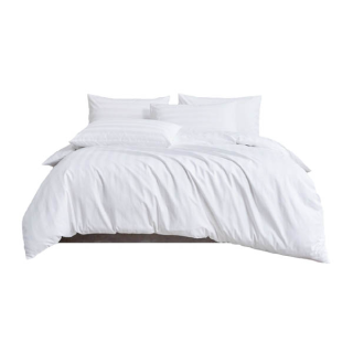 ibed ชุดเครื่องนอน ผ้าปูที่นอนโรงแรม 5 ดาว Cotton Satin 100% 500 เส้นด้าย สบาย นุ่มลื่น ระบายอากาศ (ลายริ้ว สีขาว)