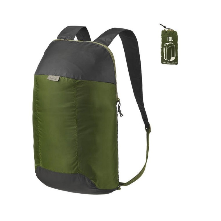 HIJAU Decathlon Kชัว FORCLAZ Ultra Compact Backpack 10L 48 gr Ultra Hiking Bag - สีเขียว