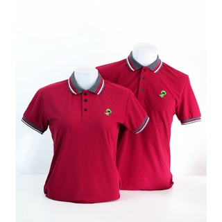 เสื้อโปโล สีแดงเลือดหมู ตราไดโนเสาร์ Roccoe Polo (เนื้อผ้าผสมspendexเพิ่มความยืดหยุ่น ใส่สบาย)