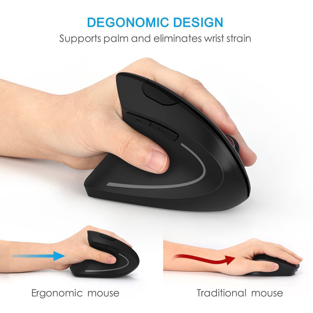 ไร้สายมือซ้ายแนวตั้งเมาส์คอมพิวเตอร์ Ergonomic Gaming Mice Healthy Wrist Healing USB Optical Mouse ส