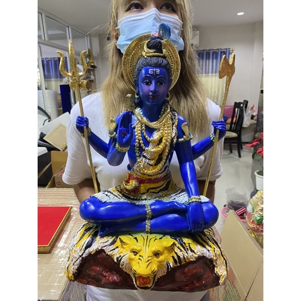 พระศิวะ ฐานเสือองค์ใหญ่ สูง17นิ้ว กว้าง 12นิ้ว