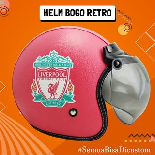 หมวกกันน็อค SNI BOGO หนัง Liverpool Motif Glass Bubble Hallface Helmet