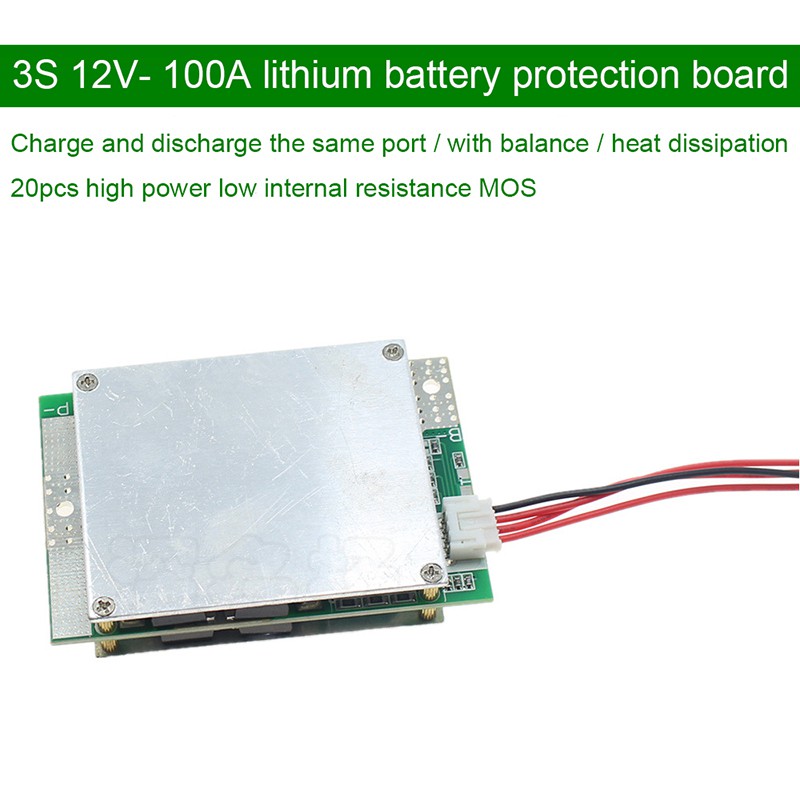 Bms PCM MOS 3.7V UPS รถอินเวอร์เตอร์ 3S 100A 12V พร้อมแผงป้องกันแบตเตอรี่ลิเธียมไอออน 18650 ที่สมดุล