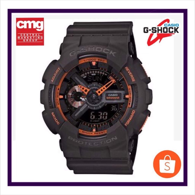 ⌚️Casio G-Shock รุ่น GA-110TS-1A4DR สายเรซินสีเทาส้ม ของแท้ 💯% ประกันศูนย์ CMG 1 ปี