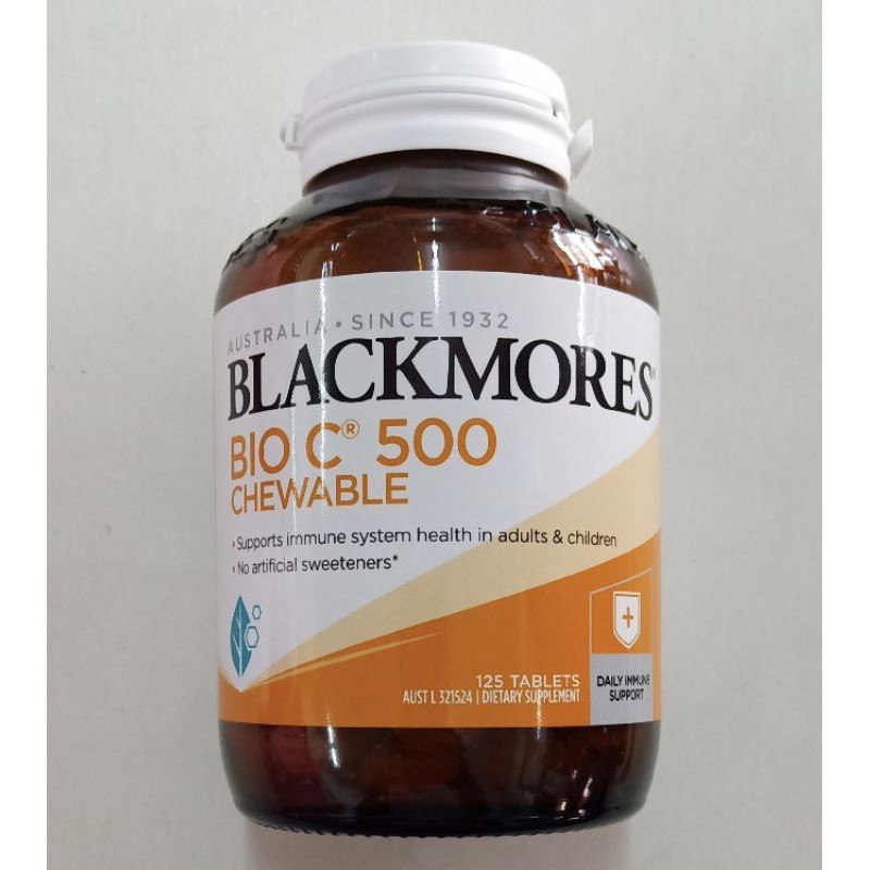 วิตามินซี แบบเคี้ยว เม็ดกลม แบล็คมอร์ ไบโอซี 500 มก. Blackmores Bio C 500 mg. Vitamin C Chewable 125 tablets