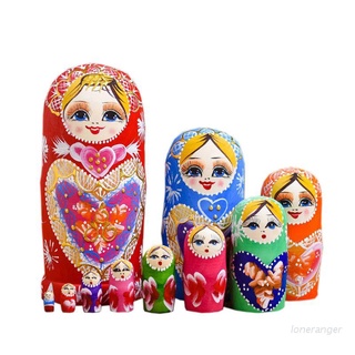 Loner 10 Layers/Set Matryoshka Wooden Russian Nesting Doll Children Christmas Gifts