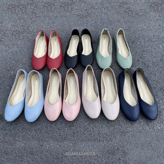 รองเท้าคัชชู รองเท้าส้นแบน หนังนิ่มมาก size 35-41