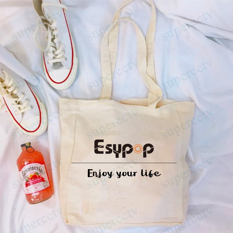 Esypop canvas bag กระเป๋าผ้าแคนวาสสีพื้นงานซับในดี