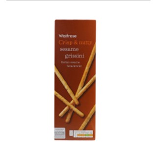 Waitrose Grissini Sesame Seed Breadstick 125g.เวทโทรสกริสชินีเมล็ดงาดำ 125 กรัม ขนมปังอบกรอบ ขนมขบเคี้ยว