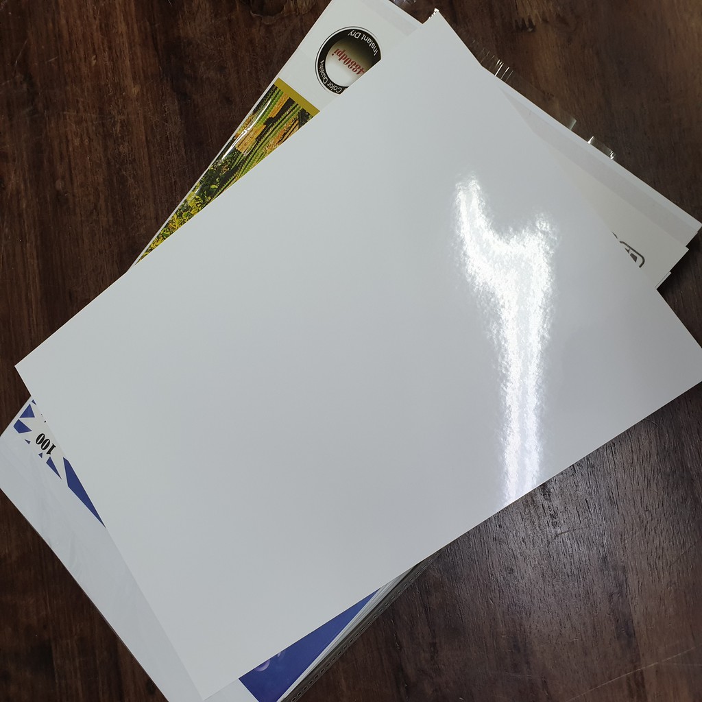 Sticker Super GLOSSY PHOTO PAPER กระดาษสติ๊กเกอร์ ผิวมันเงา130 แกรม ขนาด A4 (รีมละ100 แผ่น) (กลุ่ม1) - รูปที่ 2
