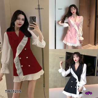TW 11219 เดรสสั้น ชุดทำงาน ชุดออกงาน ใส่ทำงาน ใส่เที่ยว (ฟรีไซส์ M อก32-38 เอว 26-32 สพ 36-38)